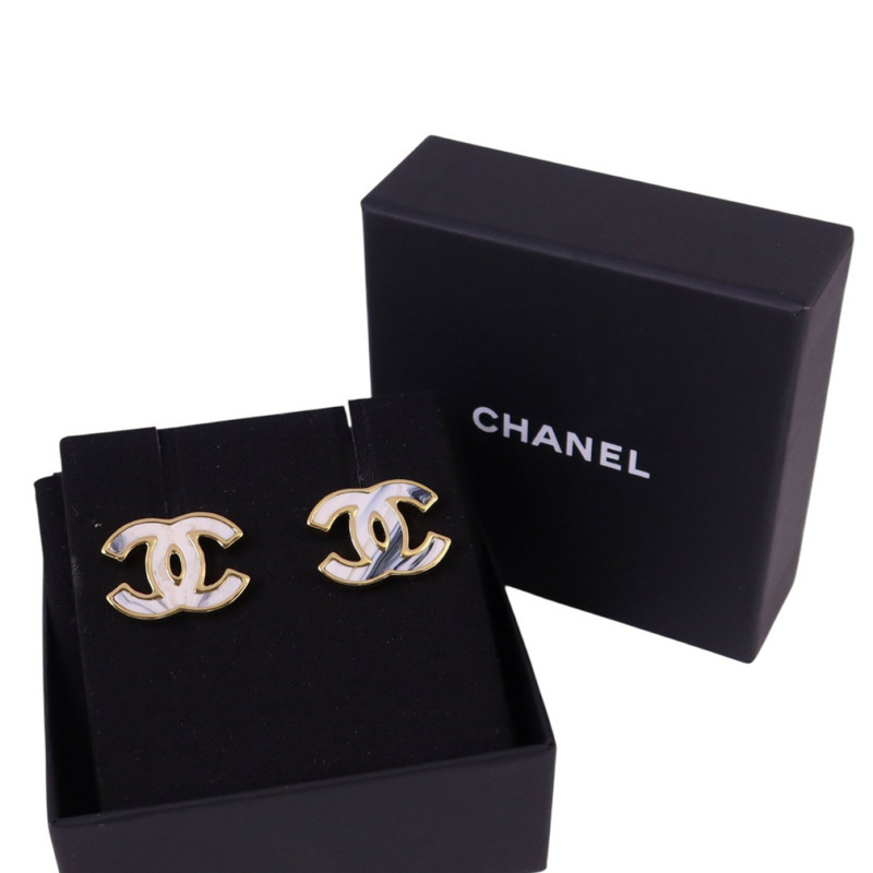 CHANEL 金屬/琺瑯CC Earrings金扣耳環-9