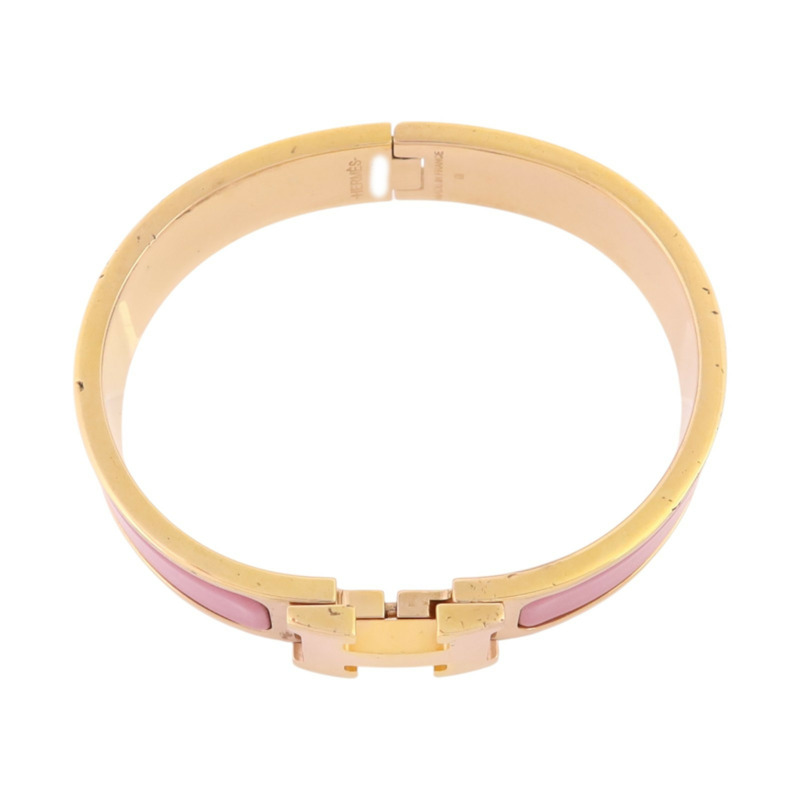 HERMES 金屬/琺瑯Clic H Bracelet金扣手鏈-4
