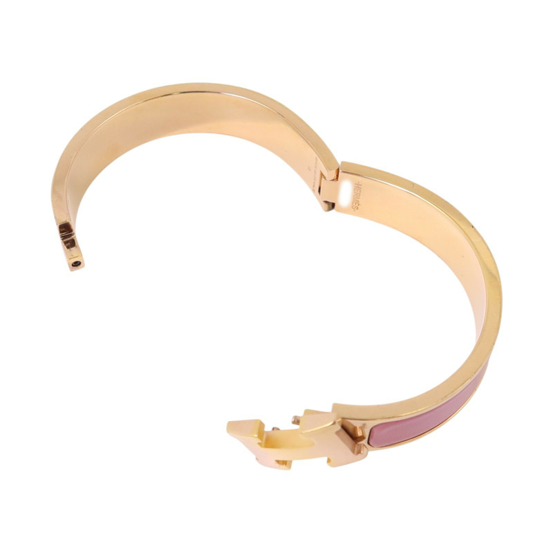 HERMES 金屬/琺瑯Clic H Bracelet金扣手鏈-5