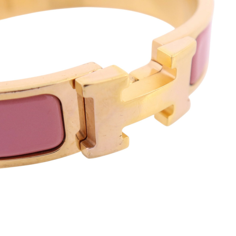 HERMES 金屬/琺瑯Clic H Bracelet金扣手鏈-6
