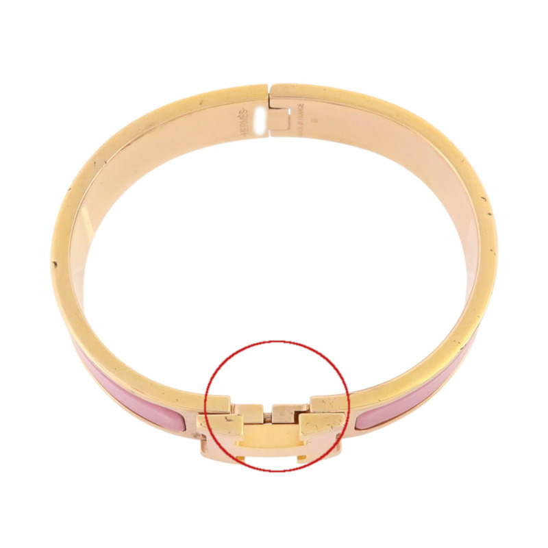 HERMES 金屬/琺瑯Clic H Bracelet金扣手鏈-10