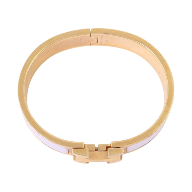 HERMES 金屬/琺瑯Clic H Bracelet金扣手鏈-3
