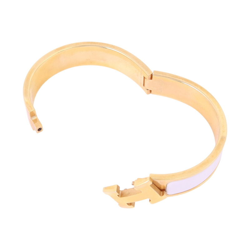 HERMES 金屬/琺瑯Clic H Bracelet金扣手鏈-4