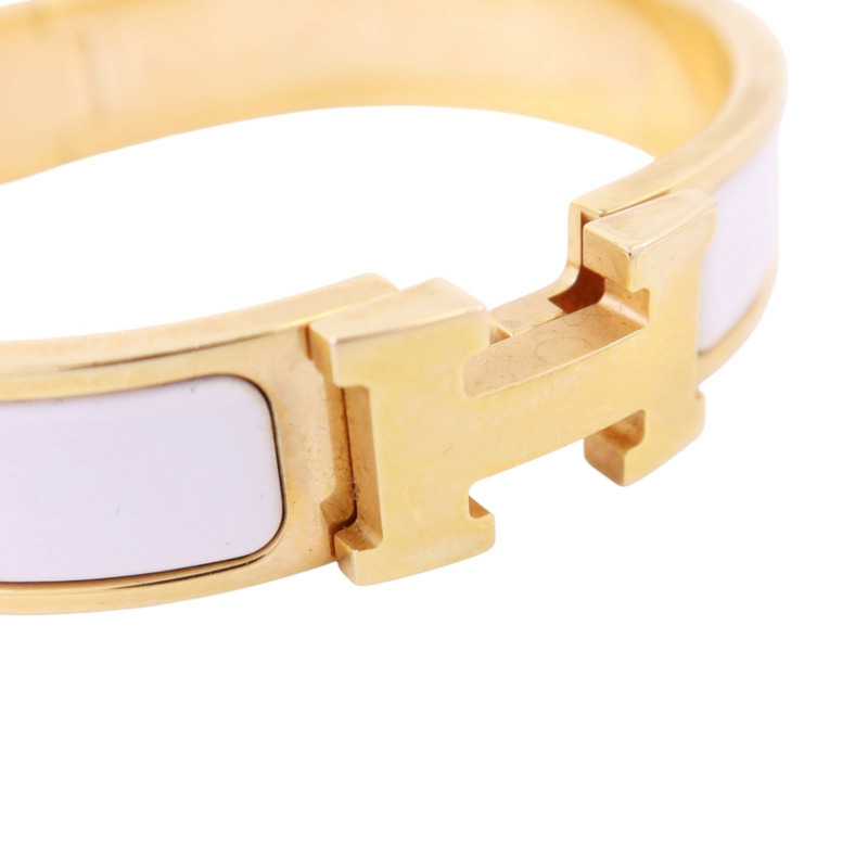 HERMES 金屬/琺瑯Clic H Bracelet金扣手鏈-5