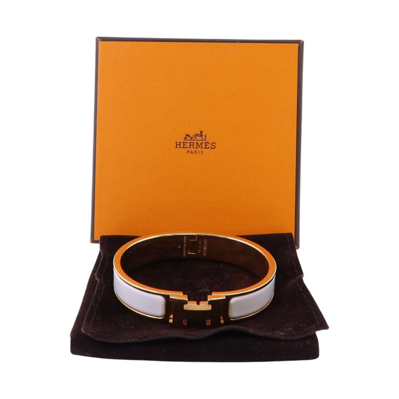 HERMES 金屬/琺瑯Clic H Bracelet金扣手鏈-9