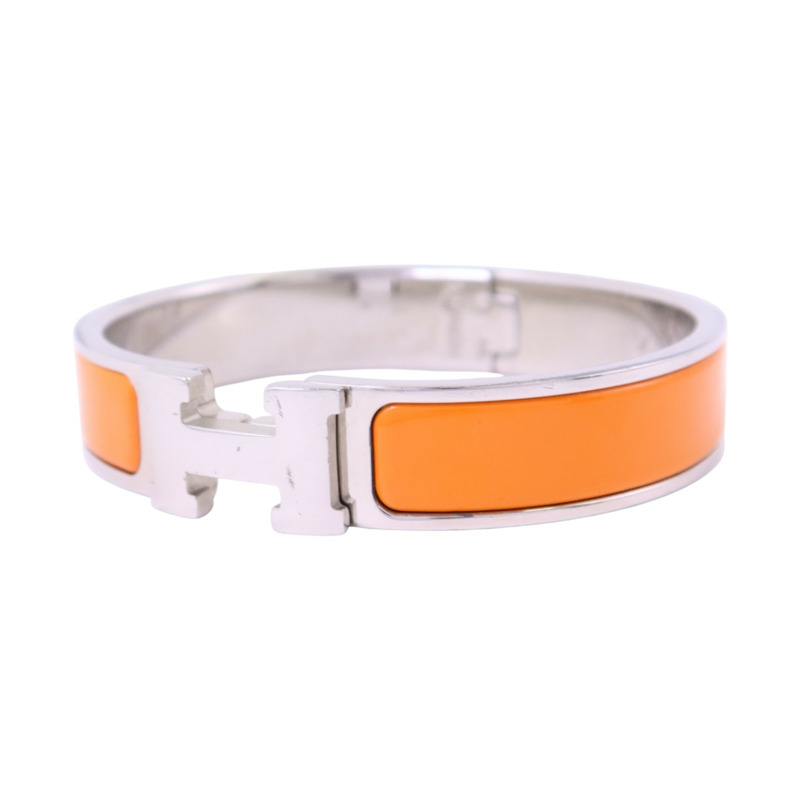 HERMES 金屬/琺瑯Clic H Bracelet銀扣手鏈-1