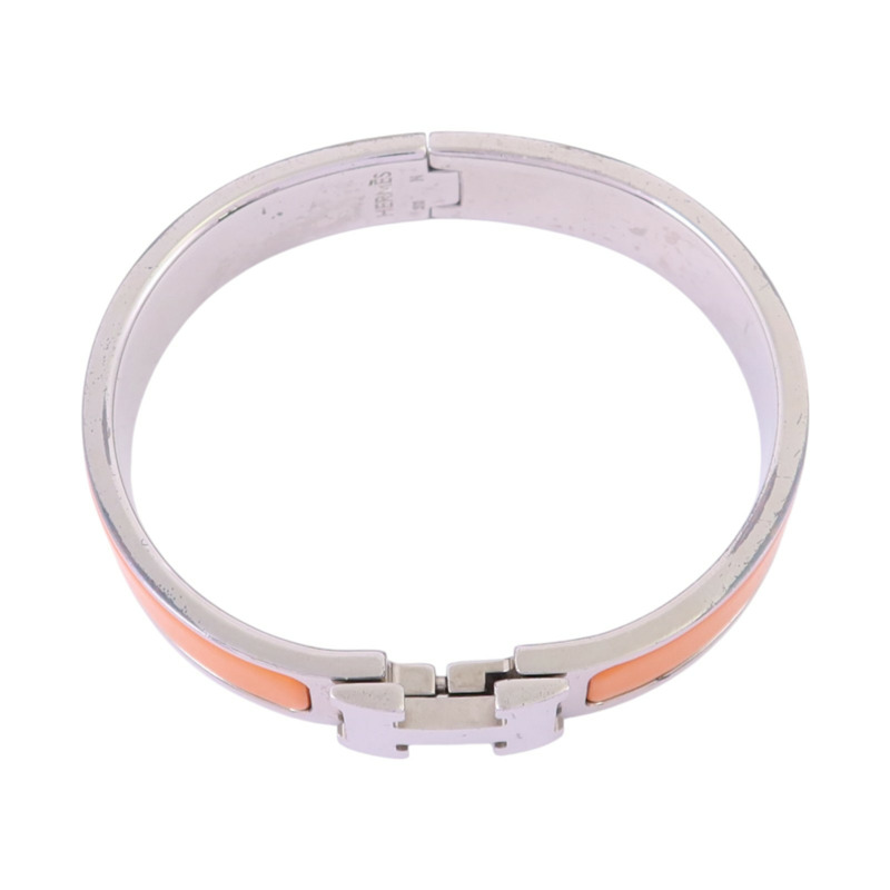 HERMES 金屬/琺瑯Clic H Bracelet銀扣手鏈-3