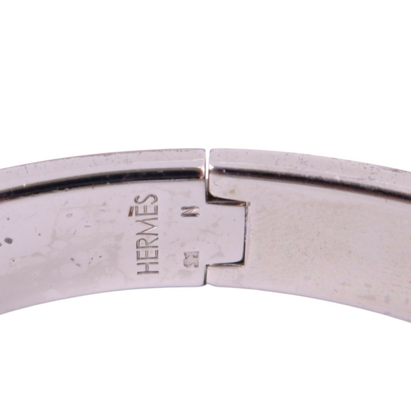 HERMES 金屬/琺瑯Clic H Bracelet銀扣手鏈-7