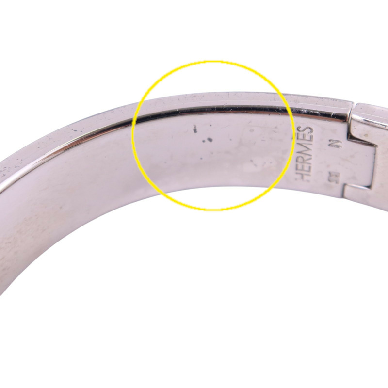HERMES 金屬/琺瑯Clic H Bracelet銀扣手鏈-11