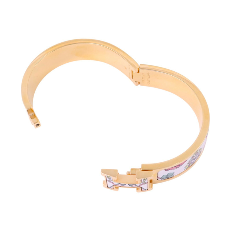 HERMES 金屬/琺瑯Clic H Bracelet金扣手鏈-4