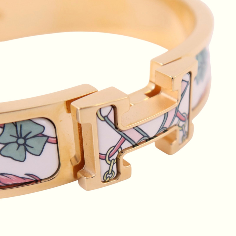 HERMES 金屬/琺瑯Clic H Bracelet金扣手鏈-5