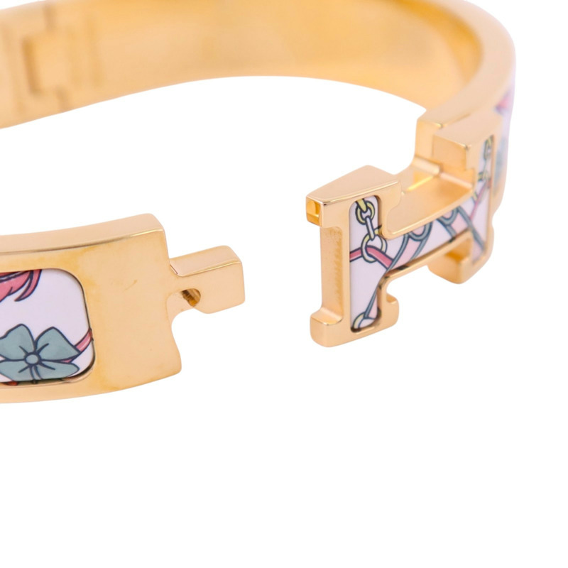 HERMES 金屬/琺瑯Clic H Bracelet金扣手鏈-6