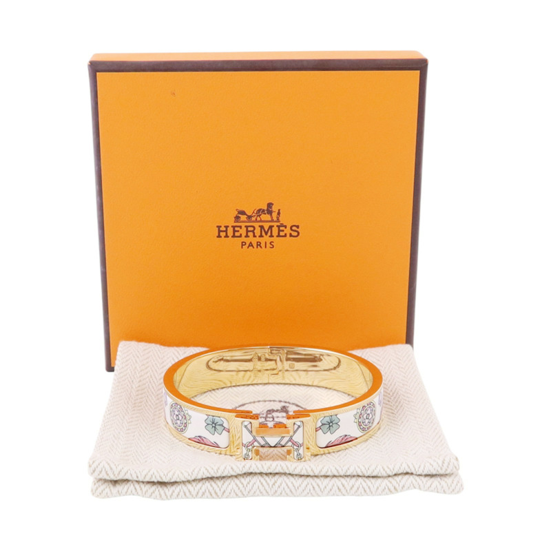 HERMES 金屬/琺瑯Clic H Bracelet金扣手鏈-9