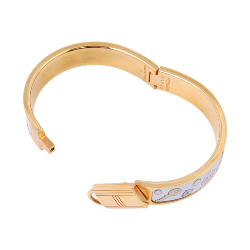 HERMES 金屬/琺瑯Clic Cadenas Bracelet金扣手鏈-4