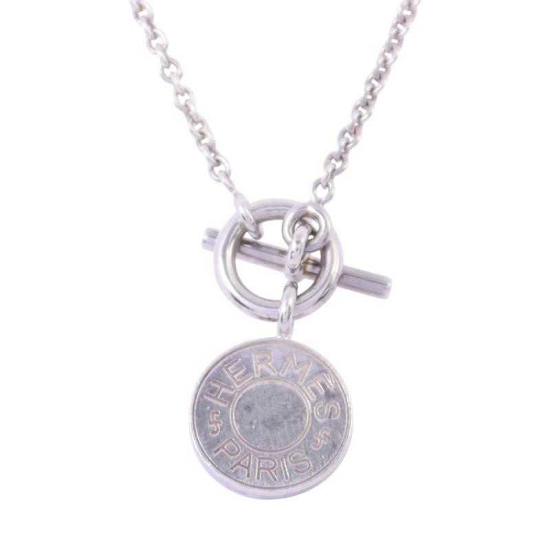 HERMES 925純銀Amulettes EX-Libris Necklace銀扣項鏈-1