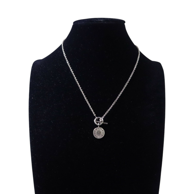HERMES 925純銀Amulettes EX-Libris Necklace銀扣項鏈-6