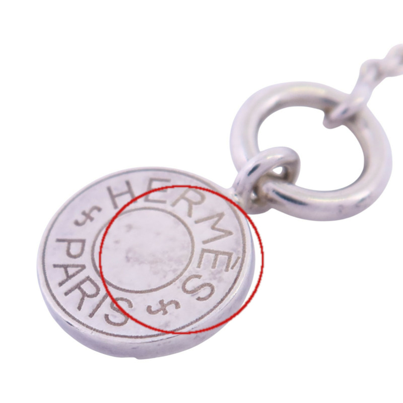 HERMES 925純銀Amulettes EX-Libris Necklace銀扣項鏈-7
