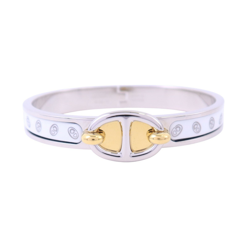 HERMES 金屬/琺瑯Mini Clic Chaine D'Ancre Bracelet銀扣手鏈-0