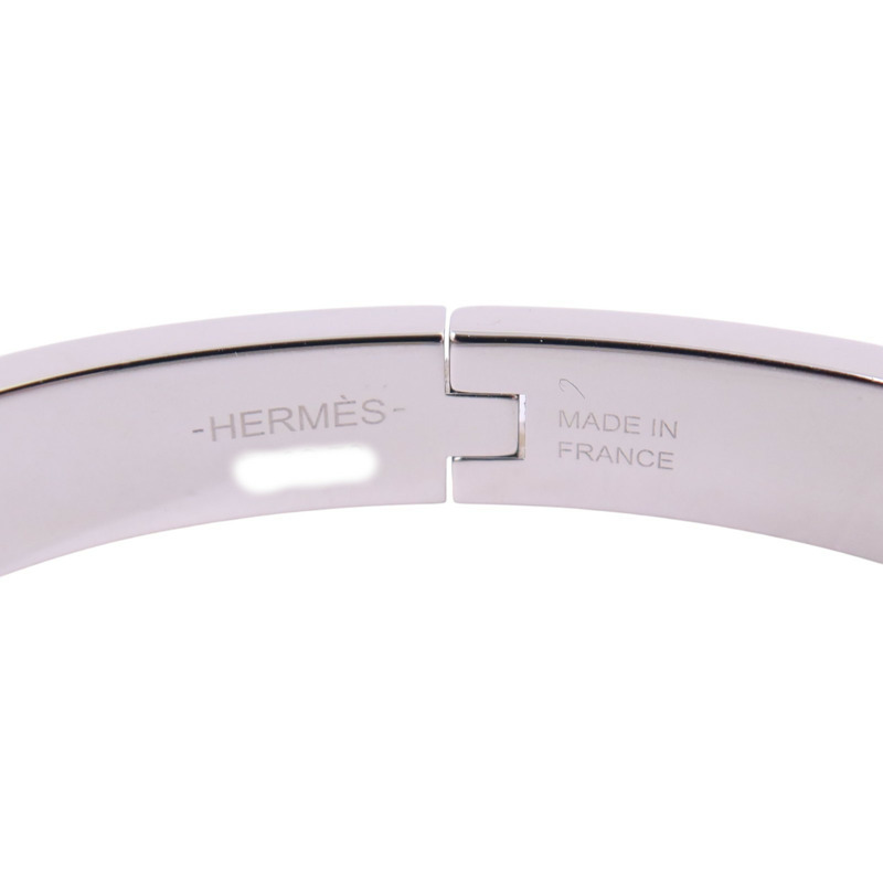 HERMES 金屬/琺瑯Mini Clic Chaine D'Ancre Bracelet銀扣手鏈-7