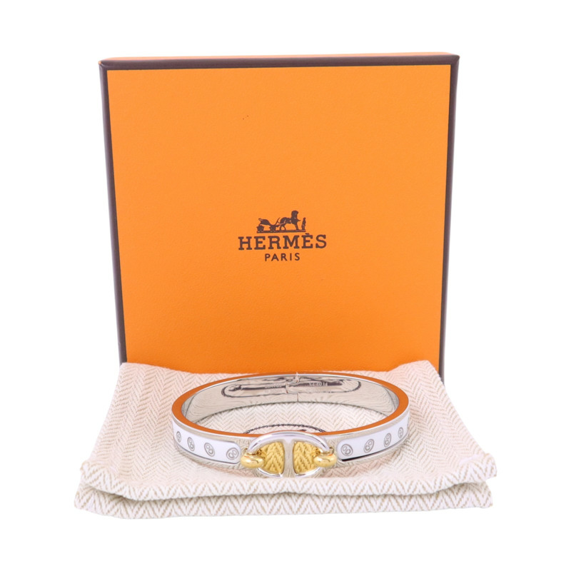 HERMES 金屬/琺瑯Mini Clic Chaine D'Ancre Bracelet銀扣手鏈-8