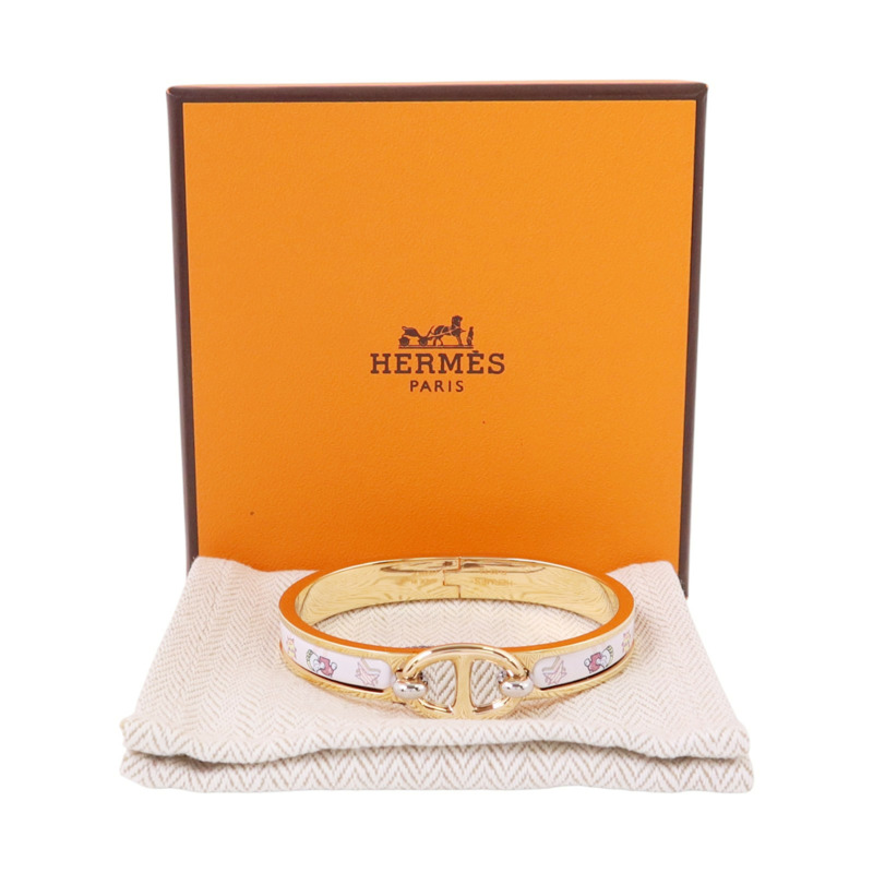 HERMES 金屬/琺瑯Mini Clic Chaine D'Ancre Bracelet金扣手鏈-9