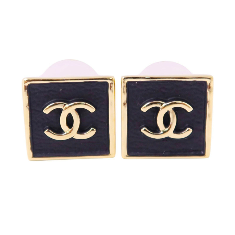CHANEL 金屬/PVC Earrings金扣耳環-0