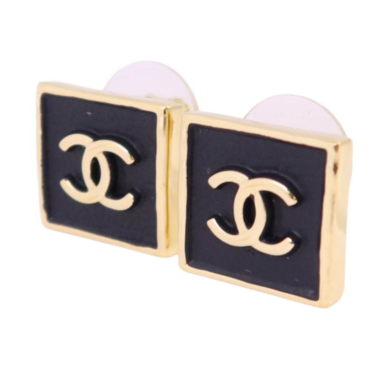 CHANEL 金屬/PVC Earrings金扣耳環-1