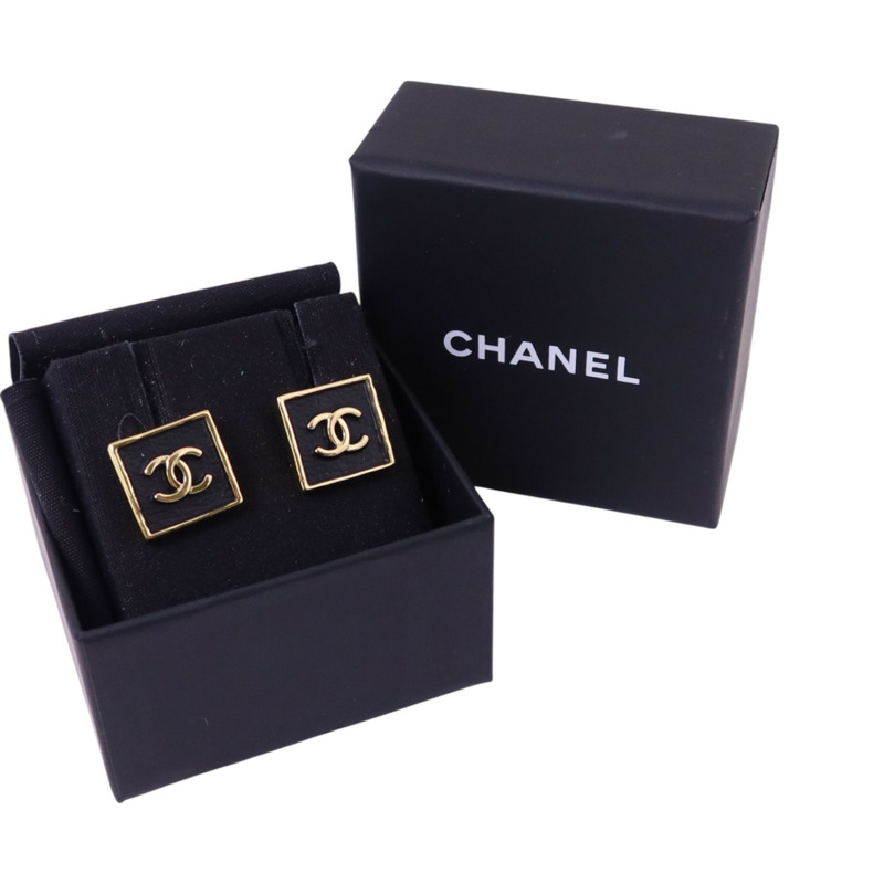 CHANEL 金屬/PVC Earrings金扣耳環-8