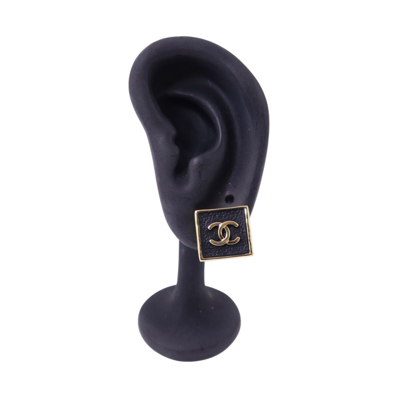 CHANEL 金屬/PVC Earrings金扣耳環-9