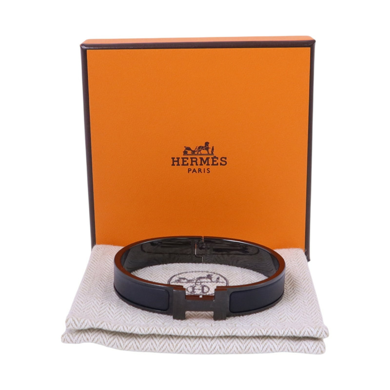 HERMES 金屬/琺瑯Click HH So Black Bracelet手鏈-8