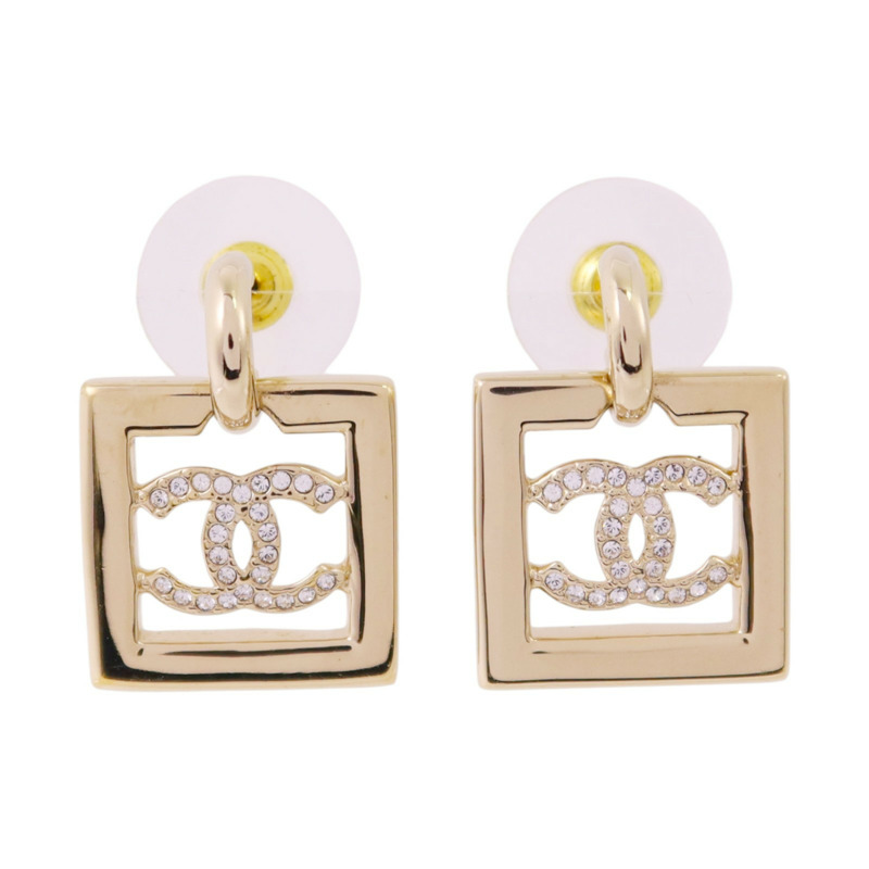 CHANEL 金屬/水鑽Earrings金扣耳環-0