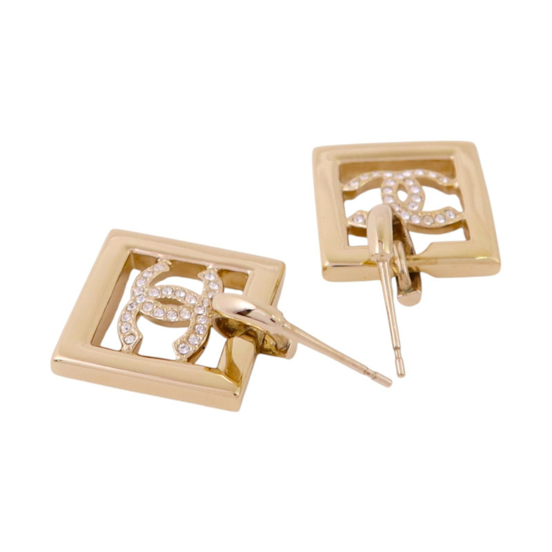 CHANEL 金屬/水鑽Earrings金扣耳環-3