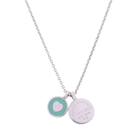 TIFFANY＆CO 925純銀Return To Tiffany Double Round Tag Necklace銀扣項鏈