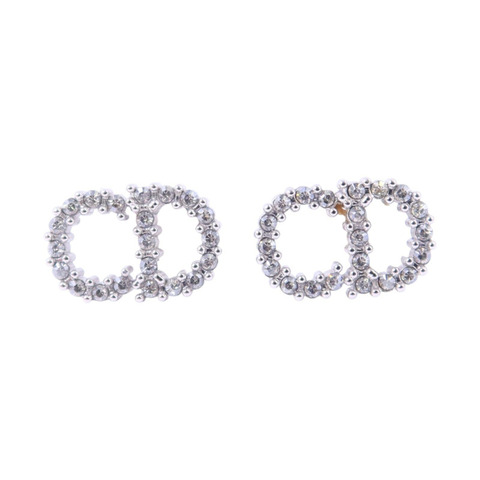 Dior 金屬/水鑽Clair D Lune Earrings銀扣耳環