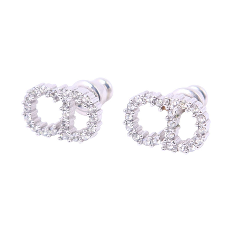 Dior 金屬/水鑽Clair D Lune Earrings銀扣耳環-1