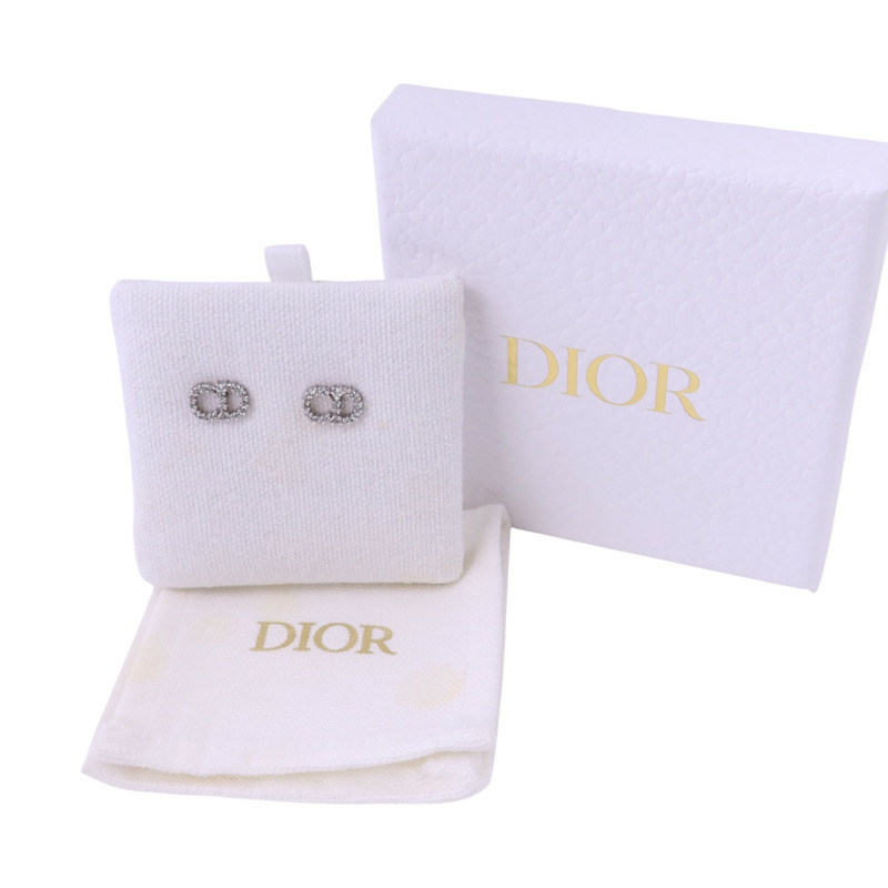 Dior 金屬/水鑽Clair D Lune Earrings銀扣耳環-8