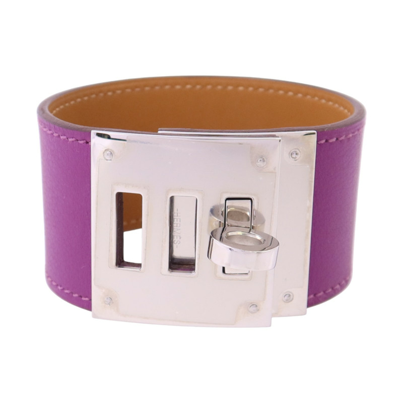 HERMES Swift皮革Kelly Dog Bracelet銀扣手鏈-0