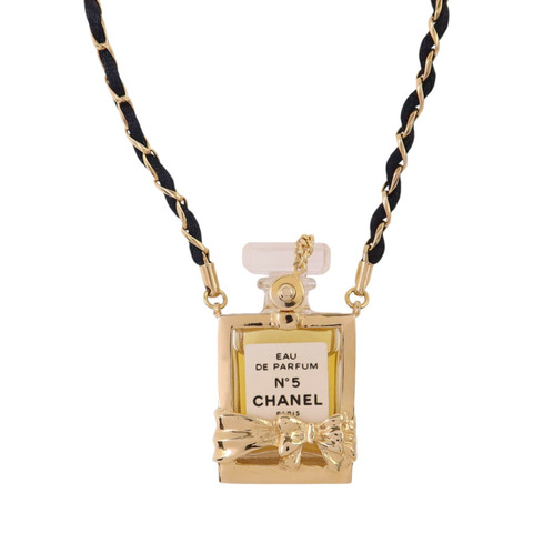 CHANEL 金屬/皮革Chanel No19 Perfume Bottle Motif Necklace金扣項鏈