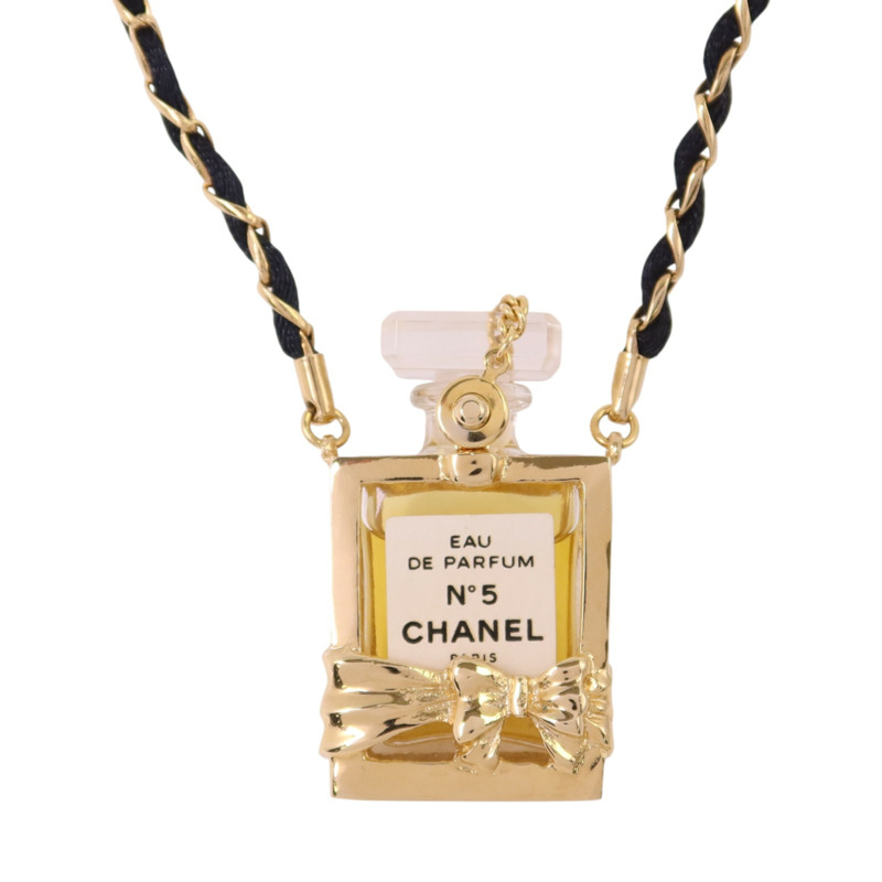CHANEL 金屬/皮革Chanel No19 Perfume Bottle Motif Necklace金扣項鏈-1