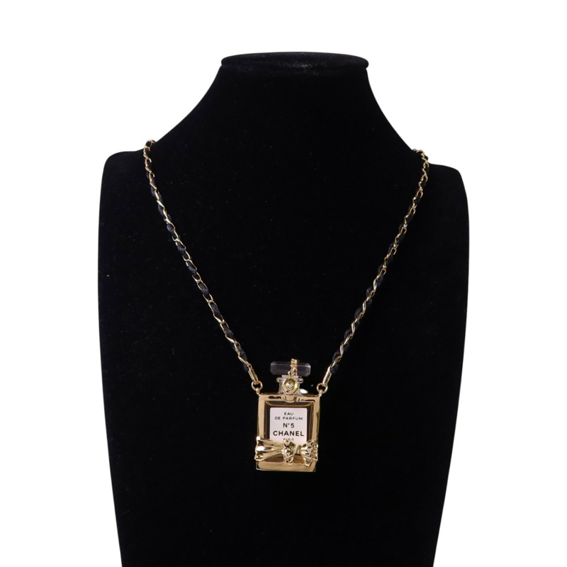 CHANEL 金屬/皮革Chanel No19 Perfume Bottle Motif Necklace金扣項鏈-7