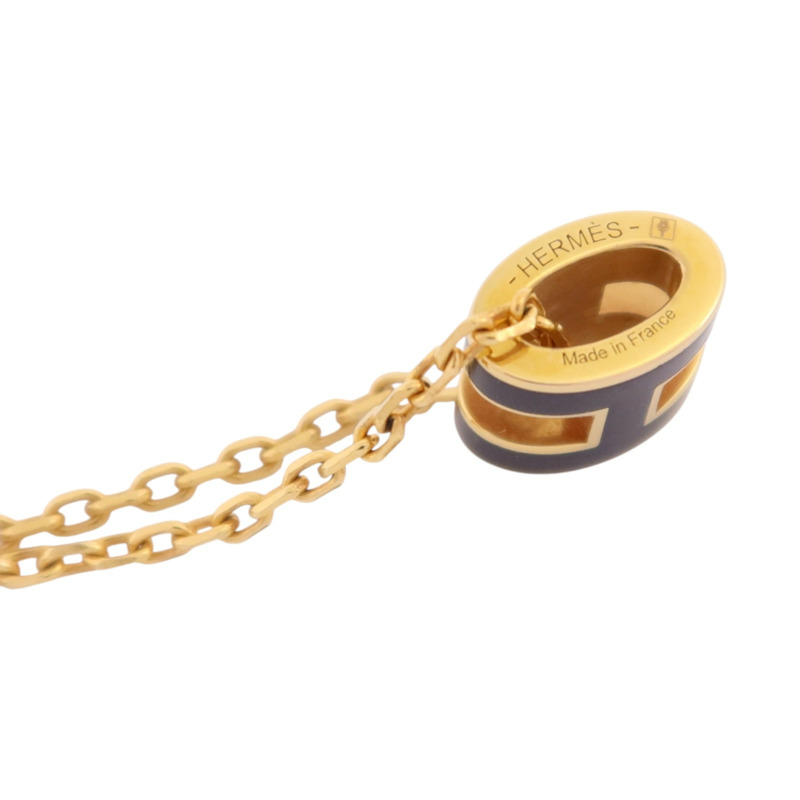 HERMES 金屬/琺瑯Mini Pop H Necklace金扣項鏈-6