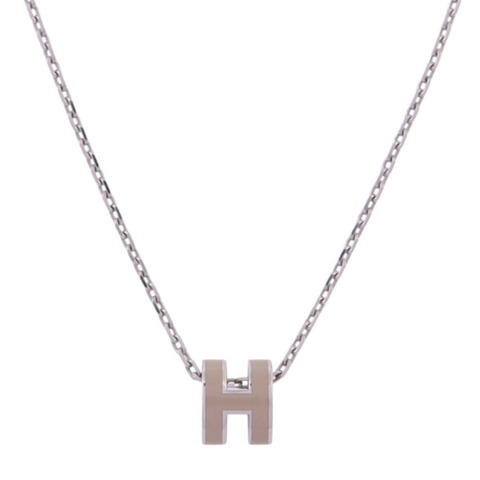 HERMES 金屬/琺瑯Mini Pop H Necklace銀扣項鏈