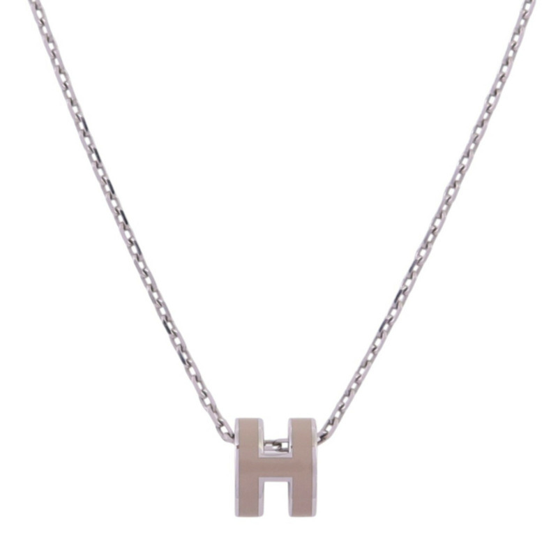 HERMES 金屬/琺瑯Mini Pop H Necklace銀扣項鏈-0