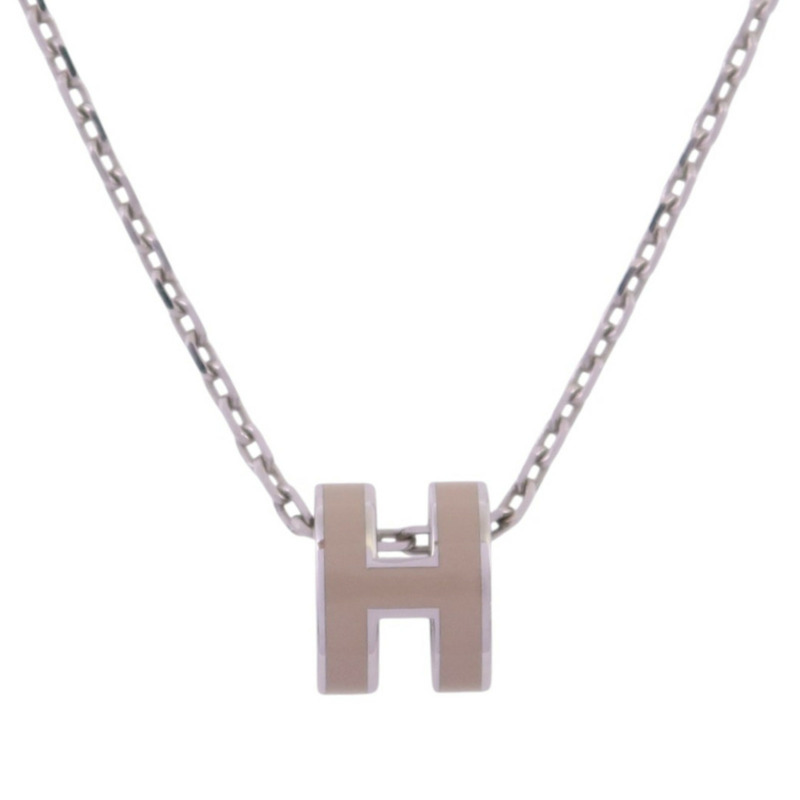 HERMES 金屬/琺瑯Mini Pop H Necklace銀扣項鏈-1