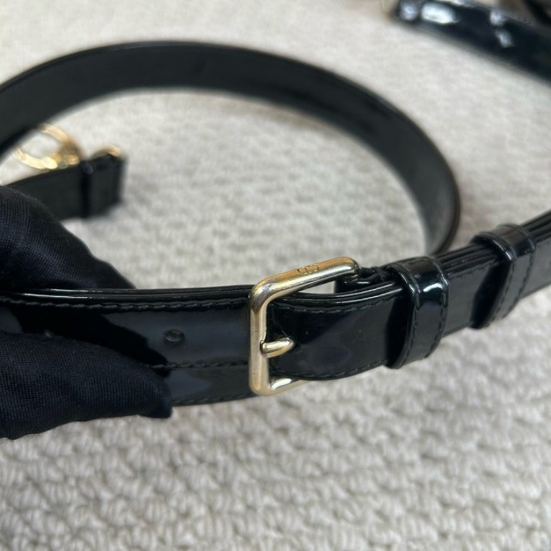 DIOR迪奧 Lady Dior 藤格紋五格 漆皮牛皮革 戴妃包手提單肩斜挎包-29