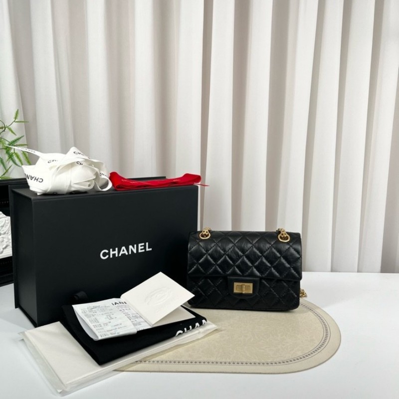 CHANEL香奈兒 24年票 芯片款 迷你2.55菱格油蠟牛皮手提包單肩斜挎包 經典款耐造百搭-5