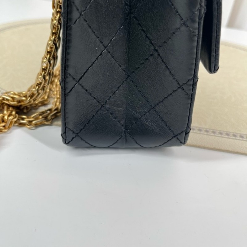 CHANEL香奈兒 24年票 芯片款 迷你2.55菱格油蠟牛皮手提包單肩斜挎包 經典款耐造百搭-14