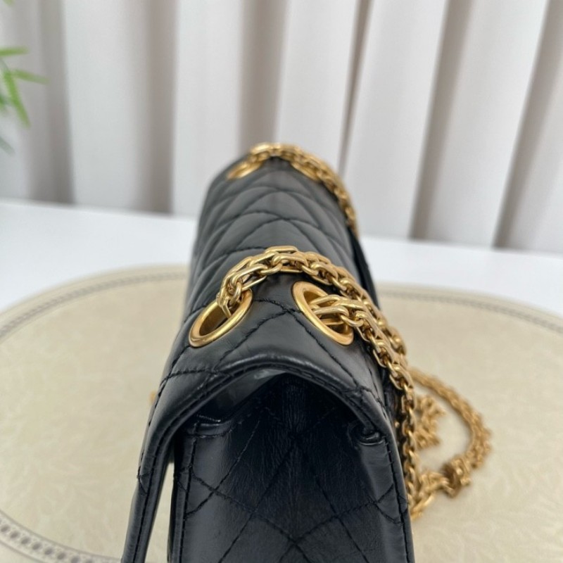 CHANEL香奈兒 24年票 芯片款 迷你2.55菱格油蠟牛皮手提包單肩斜挎包 經典款耐造百搭-16