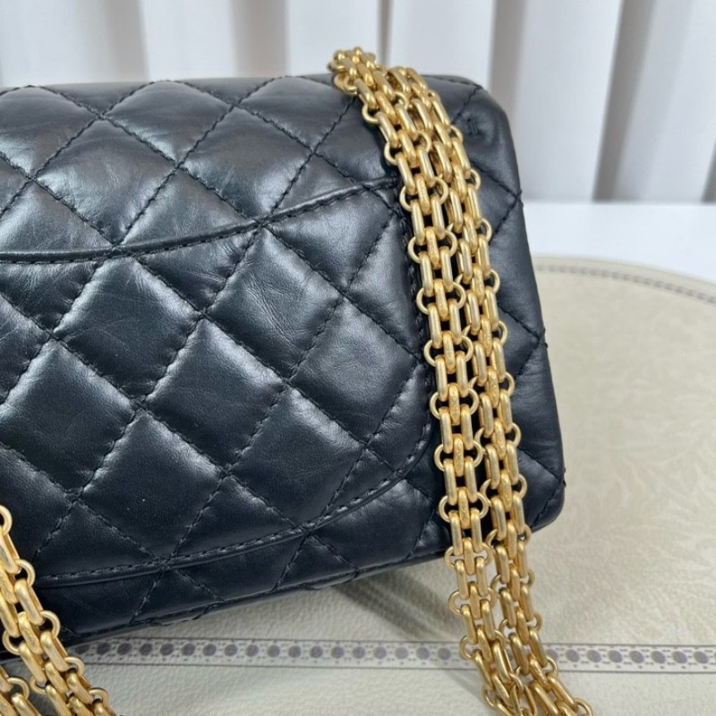 CHANEL香奈兒 24年票 芯片款 迷你2.55菱格油蠟牛皮手提包單肩斜挎包 經典款耐造百搭-21