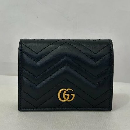 GUCCI黑金釦MARMONT對開短夾